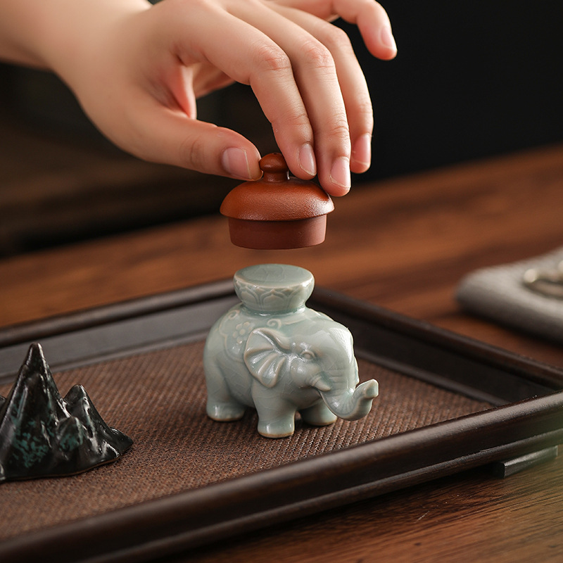 Office Table Accessories Unique - Creative Elephant Lid Holder Ceramic Tea