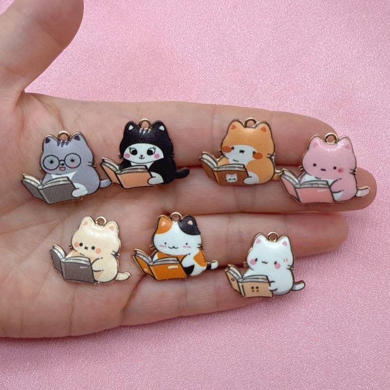 Mobile & Tablet Accessories - 12pcs Cartoon Cute Alloy Printed Pendant